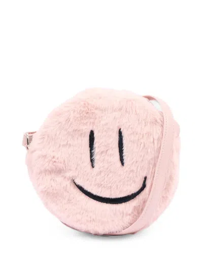 Molo Kids' Fluffy Smiley-face Shoulder Bag In Pink