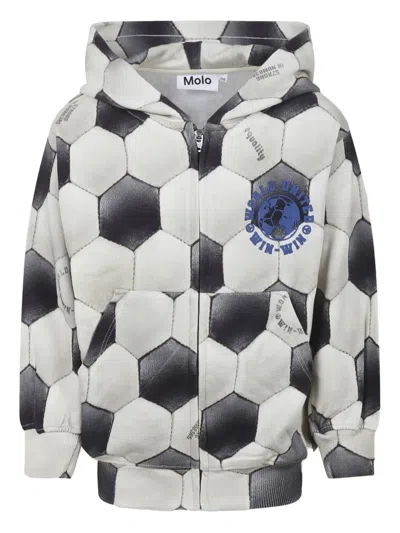 Molo Kids' Football-motif Hoodie In 中性色