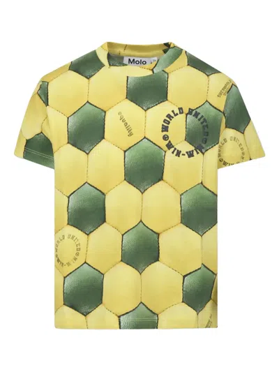 Molo Kids' Football Motif T-shirt In 黄色