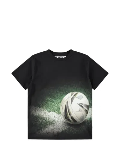 Molo Kids' Football-print T-shirt In Black