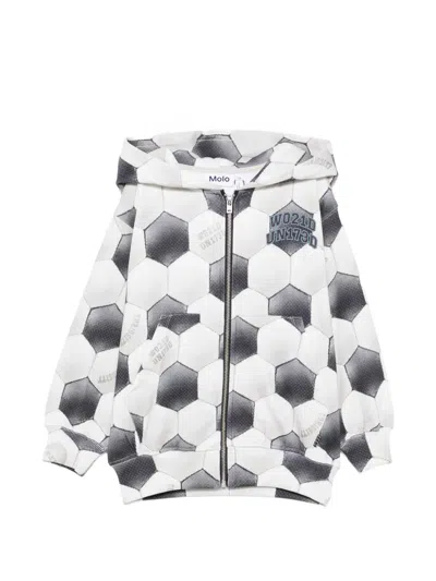 Molo Kids' Football-print Zip-up Hoodie In Multi