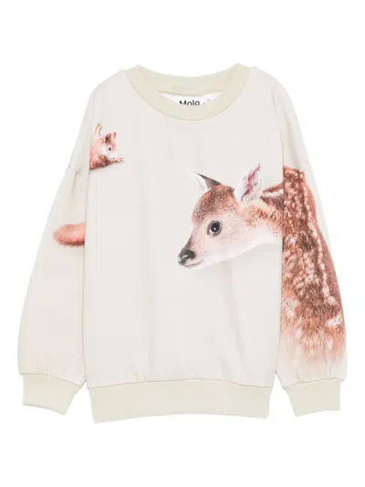 Molo Kids' Forrest Friends Sweatshirt In Neutral