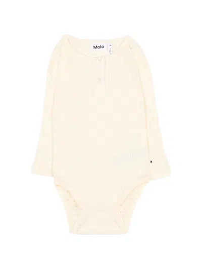 Molo Babies' Ribbed-knit Long-sleeve Bodysuit In Neutral