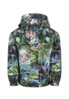 Molo Geen Windbreaker Jacket For Kids With Jungle Print In Green