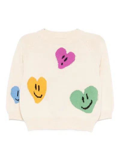 Molo Babies' Gilby Heart Smiley Sweater In Neutral