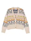 Molo Gilly Contrast Logo-pattern Wool-blend Cardigan 3-10 Years In Neutrals