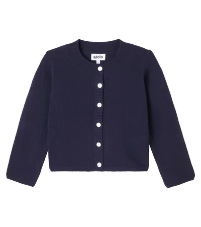 Molo Kids' Giovanna Wool Cardigan In Blue