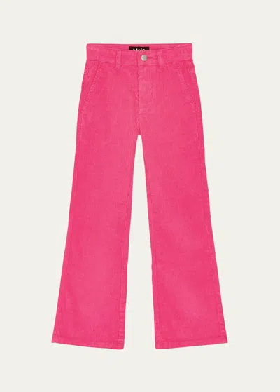 Molo Kids' Aida Corduroy-textured Straight-leg Cotton Trousers 4-12 Years Shocking Pink