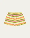 Molo Girl's Angel Striped Cotton Terry Shorts In Happy Stripe
