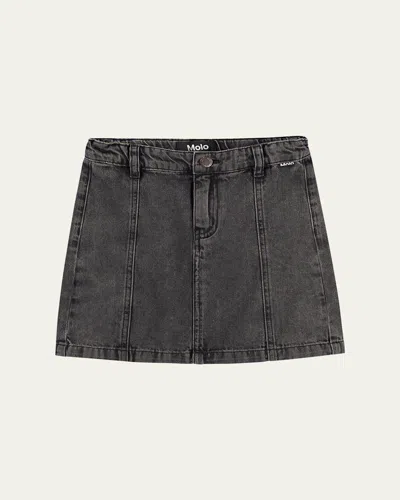 Molo Kids' Girl's Bellamy Denim Mini Skirt In Black