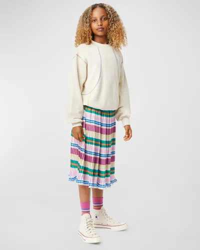 Molo Kids' Bess Pleated Skirt In Sporty Stripes