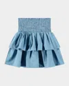 Molo Bonita Cotton Chambray Skirt In Sky Indigo