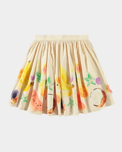 Molo Kids' Girl's Bonnie Tropical-print Skirt In Dancing Fruits
