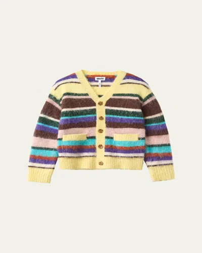 Molo Kids' Girl's Brutus Alpaca-blend Cardigan In Yellow