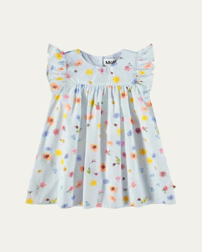Molo Kids' Girl's Cacao Dress In Small Flowers Baby