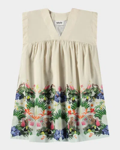 Molo Kids' Girl's Cajla Floral-print Sleeveless Coverup Dress In Magic Sand