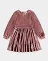 Molo Girl's Calanthe Pleated Velvet Dress In Pink