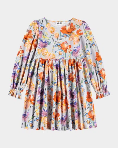 Molo Kids' Girl's Camie Floral Cotton Dress In Multi