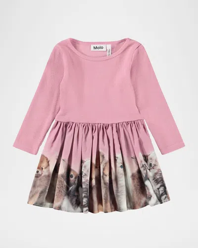 Molo Kids' Girl's Candi Poplin-skirt Dress In Pink
