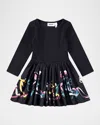 Molo Girl's Candi Poplin-skirt Dress In Black