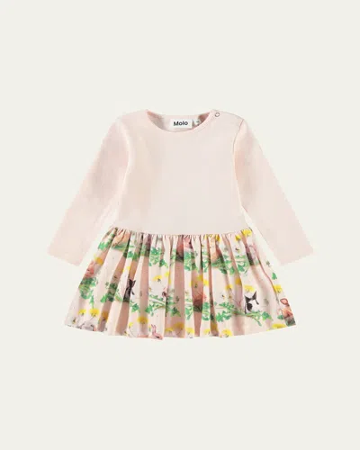 Molo Kids' Girl's Carel Combo Dress In Bunnies United
