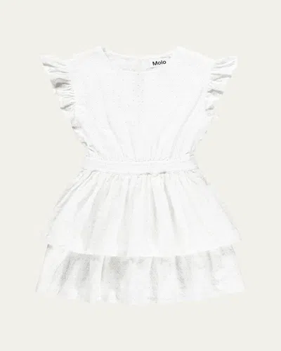 Molo Kids' Girl's Carma Tiered Broderie Anglaise Dress In White