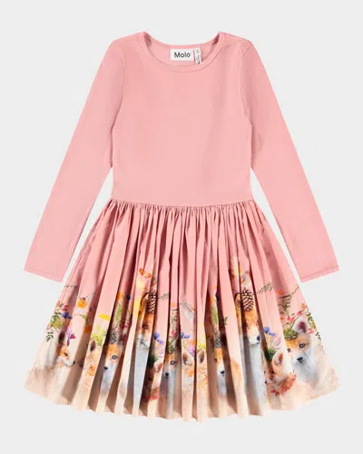 Molo Kids' Girl's Casie Poplin-skirt Dress In Pink