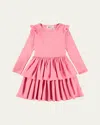 Molo Girl's Cathi Long-sleeve Dress In Pink