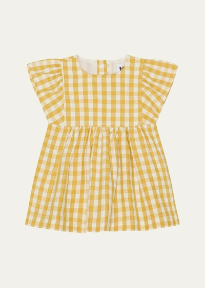 Molo Kids' Girl's Chantal Gingham Mini Dress In Honey Check
