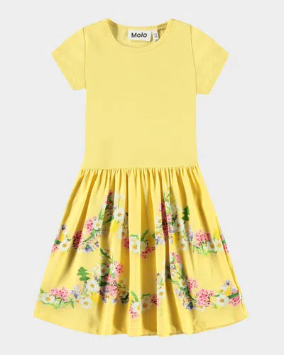 Molo Kids' Girl's Cissa Floral-print Combo Dress In Garlands