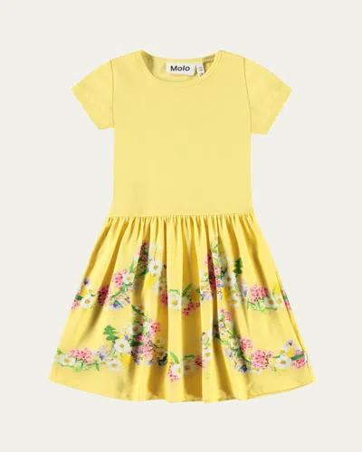Molo Kids' Girl's Cissa Floral-print Combo Dress In Garlands