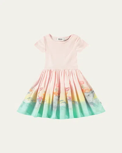 Molo Kids' Girl's Cissa Graphic Combo Dress In Wave Jumping