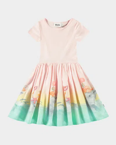 Molo Kids' Pink Dress For Girl With Dolphins