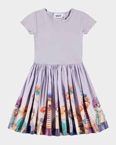 Molo Kids' Girl's Cissa Printed Fit & Flare Dress In Purple