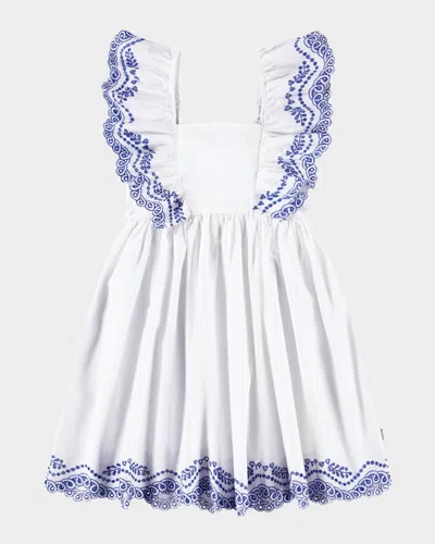 Molo Kids' Girl's Clementine Ruffle Dress In Crisp White