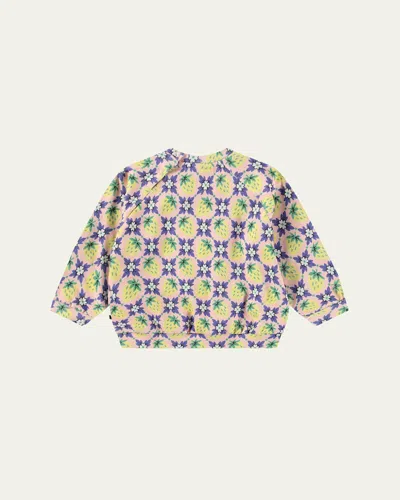 Molo Kids' Girl's Disc Floral-print Sweatshirt In Vintage Berries