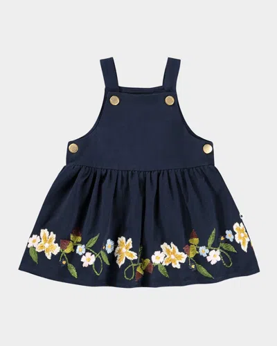 Molo Kids' Girl's Embroidered Colleena Mini Dress In Blue