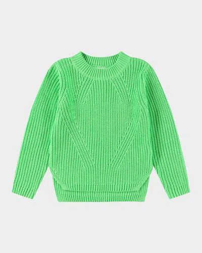 Molo Kids' Girl's Gillis Rib Stitch Organic Cotton Sweater In Green Vibes