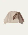 Molo Girl's Gisela Wool Horse Fringe Sweater In Brown