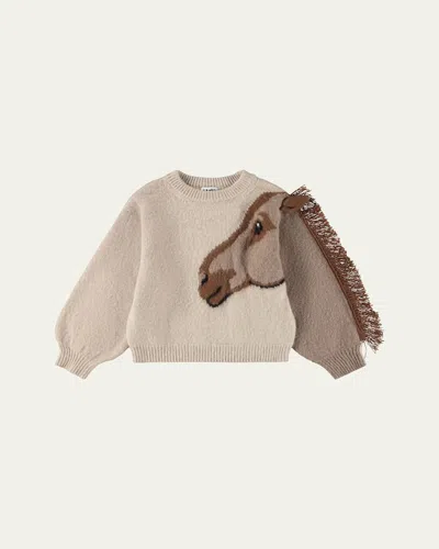 MOLO GIRL'S GISELA WOOL HORSE FRINGE SWEATER