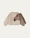 Molo Girl's Gisela Wool Horse Fringe Sweater In Brown