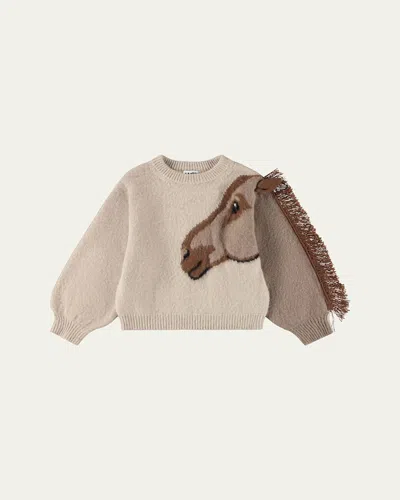 MOLO GIRL'S GISELA WOOL HORSE FRINGE SWEATER