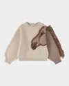 Molo Girl's Gisela Wool Horse Fringe Sweater In Nude