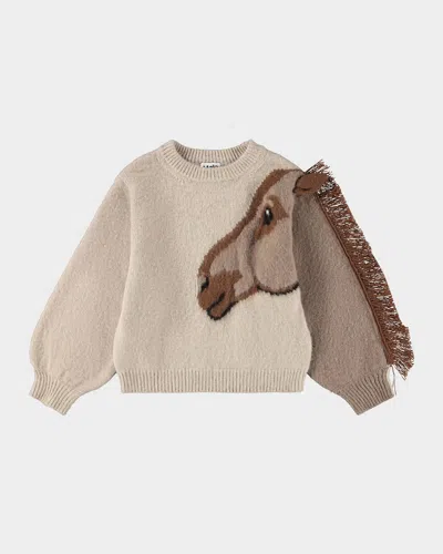 MOLO GIRL'S GISELA WOOL HORSE FRINGE SWEATER