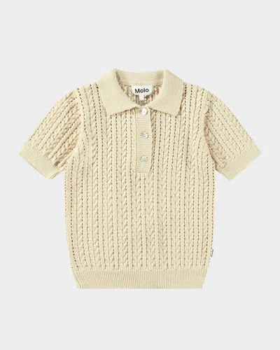 Molo Kids' Girl's Gretel Textured Shirt In Brazilian Sand