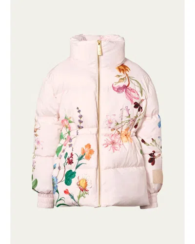 Molo Kids' Girl's Hally Floral Water-repellent Jacket In Pink