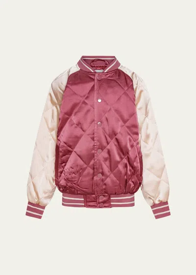 Molo Kids' Haru Bomber Jacket In Dark Rose