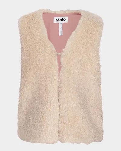 Molo Kids' Girl's Hatcha Fuzzy Vest In Whisper Pink