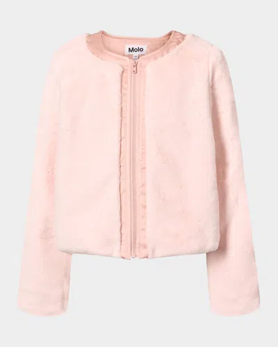 Molo Kids' Girl's Helen Faux Fur Jacket In Pink