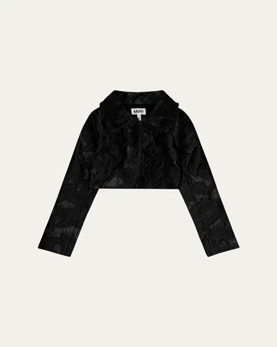 Molo Kids' Girl's Helenka Lace Cropped Jacket In Black